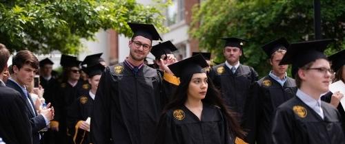 Centre graduates walking to the commencement ceremony